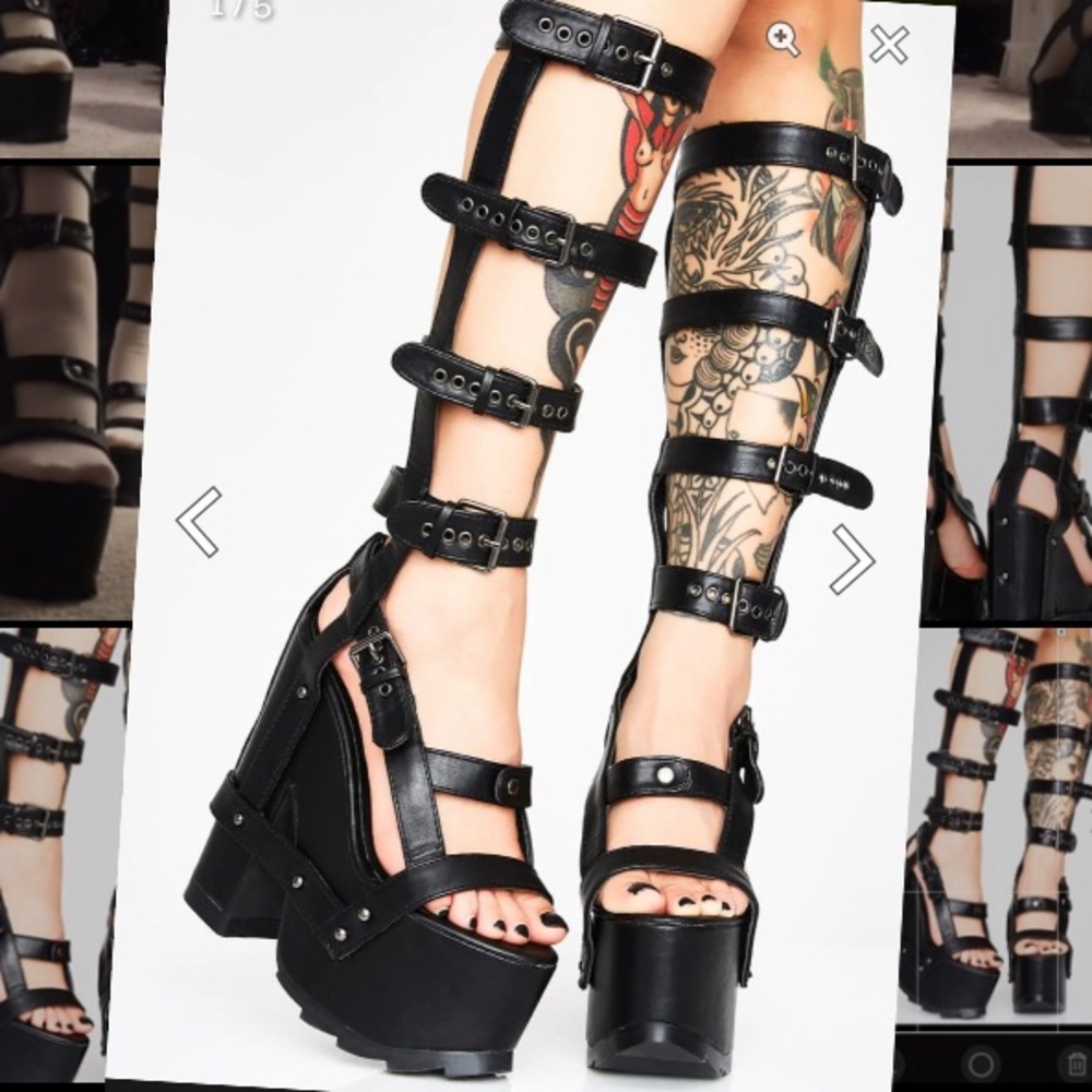 yru, “hi nightcall” black platforms, size 9
